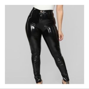 Fashion Nova Plus high waist vinyl skinny pants